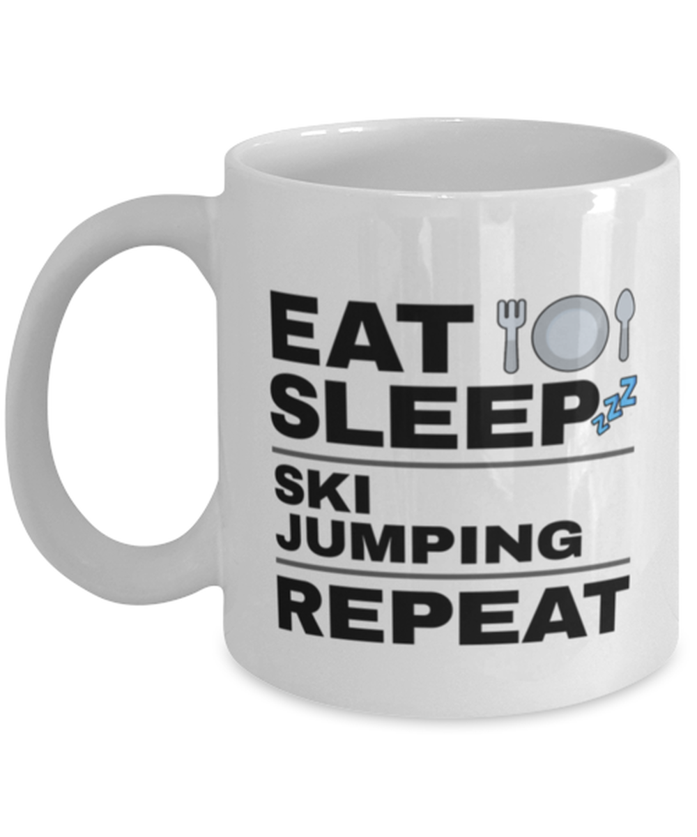 Primary image for Funny Ski Jumping Mug - Eat Sleep Repeat - 11 oz Coffee Cup For Sports Fans 