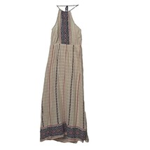 Listicle Cream Boho Cotton Print Maxi Halter Dress Womens Size Large - £15.18 GBP