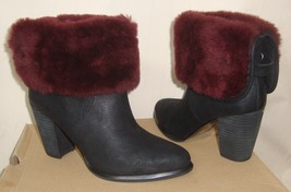 UGG Australia LAYNA Black Suede Sheepskin Ankle Boots Size US 7 NIB #1005955 - £87.57 GBP