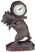 Clock MOUNTAIN Lodge Walking Bear with Backpack Oxblood Red Resin Quartz - £202.60 GBP