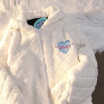 New Cute love pattern embroidery letters plush zipper hoodie woman Y2K sweatshir - £129.10 GBP
