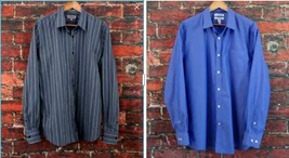 Lot of 2 Mens Long Sleeve Shirts Size 17.5: Express Gray, Amazon Essentials Blue - £13.95 GBP