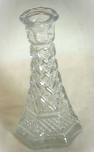 Wexford Clear Glass Bud Vase Anchor Hocking Diamond Point Vintage - $12.86