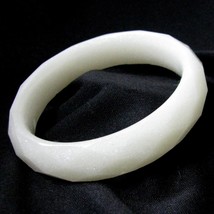 White Opaque Glitter Resin Faceted Bangle Bracelet for Women Girls Fashion Jewel - £17.31 GBP