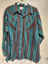 Ely Cattleman Pearl Snap Western Shirt Men&#39;s Sz 2X Big Multicolor  Long Sleeve - £12.41 GBP