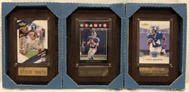 LOT OF 3 NY GIANTS SCORE &amp; TOPPS PLAYER CARD PLAQUES - BRADSHAW, MANNING... - £15.97 GBP