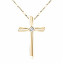 Authenticity Guarantee 
ANGARA Solitaire Diamond Cross Pendant Necklace in 14... - £436.55 GBP