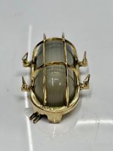 Marine Retro Style Oval Brass Wall Ceiling Bulkhead Light - White Glass Lot Of 2 - £198.37 GBP