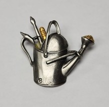 M. BASTIN Sign 1999  Vintage Pewter  Pin Water Can Paint Brushed Pencils Brooch - £9.08 GBP