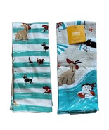 Celebrate Together Summer Tea Towels 100% Cotton Beach DOGS Kitchen Aqua... - $373.45 MXN