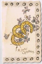 Holiday Greeting Card Horseshoes Violets A Joyful Christmas - $2.07