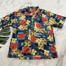 Quicksilver Mens Vintage Y2k Hawaiian Shirt Size M Blue Red Tropical Sur... - $28.70