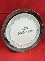 Beautiful Vintage 25th Anniversary Porcelain Plate Silver Eastern China New York - £6.36 GBP