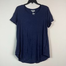 JM Collection Womens M Navy Blue Scoop New Short Sleeve Top NWT BR82 - £19.28 GBP