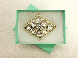 Austrian Crystal Silver Tone Brooch, 9-Stone Rhombus, Vintage Fashion, J... - £7.79 GBP