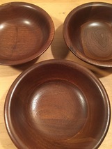 Set of 3 70s Ozark solid walnut salad bowls image 8
