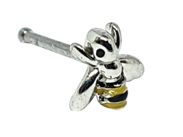 Bee Nose Stud Insect Silver Black 20g (0.8mm) Surgical Steel Ball End Pin Stud - £5.95 GBP