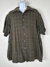 Van Heusen Men Size XL Brown Check Button Up Shirt Short Sleeve - £6.84 GBP