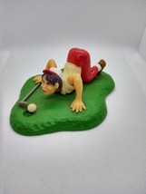 Vintage Cake Topper Wilton's Men Golfing Golfer Blowing Golf Ball into Hole 1979 - $9.89