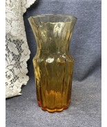 Vintage Amber glass 8 Inches Tall  Ribbed vase - $10.30