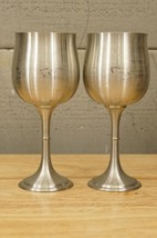 Vintage Royal Pewter Metalware 2PC Lot Wine Footed Goblets 6.5&quot; Tall - £24.53 GBP