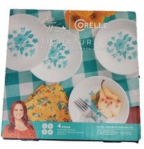 Set of 4 Pioneer Woman Signature Corelle Evie Teal Appetizer Plates NEW - £11.62 GBP
