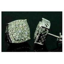 1.30CT Runder Moissanit Quadratisch Traube Schrauben Rückseite Ohrstecker Silber - £80.55 GBP