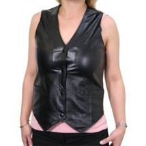 Leather Vest Women Jacket Motorcycle Size Biker Club Womens Gun Pockets Black 33 - $33.88+