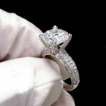 14K White Gold Over 2.51CT Round Cut Diamond Lab-Created Engagement Wedding Ring - £60.51 GBP