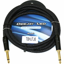 Deejay LED - TBHJTJ6 - 1/4&quot; To 1/4&quot; Braided Fabric Cable - Black - 6 ft. - $17.95