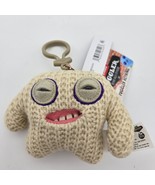 Fuggler Plush Clip-On Keyring Mr Needles White 4” Funny Ugly Monster Toy - $23.36 CAD