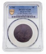 1794 Head of 1793 1C Liberty Cap Cent &quot;Double Chin&quot; S-18b Graded by PCGS... - $106,196.13 MXN