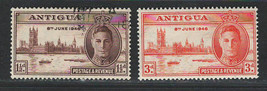 British Antigua 1945-46 Very Fine Mint &amp; Used Stamps Scott # 96-97 Peace Issue - £0.98 GBP