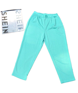Womens Shein Small Mint Green Textured Capri Pants Light Loose Fitting NEW! - $16.23 CAD
