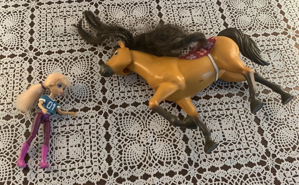 Primary image for 2020 Mattel Dreamworks Spirit Riding Horse Lucky GFX21 With Doll and Saddle 8 In