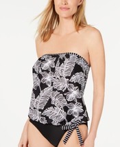 Island Escape Womens Palm Beach Printed Tankini Top Black/White Multi 12 - £32.43 GBP