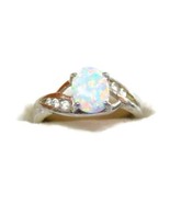 sz 6 Opal Women Ring Sterling Silver 925 Simulated Cubic Zirconia Accent... - £58.79 GBP