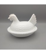 Indiana Glass Satin, Acid Etched, Milk Glass Hen On Nest Candy Dish - $379.82 MXN