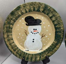 THREE RIVERS POTTERY COSHOCTON OHIO 1993 Debbie SNOWMAN DINNER PLATE 10 ... - $11.13