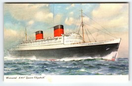 Queen Elizabeth Steamer Ship Boat Postcard Cunard RMS Vintage Unused Series B968 - £16.23 GBP