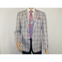 Men Sport Coat by Berlusconi Turkey Italian Wool Super 180's #671-13 Gray Blue image 2