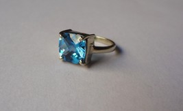 Natural Certified Aquamarine Sterling Silver Gold Plated Birthstone Ring - £43.61 GBP
