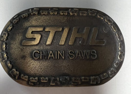 Belt Buckle STIHL Chain Saws Brass Oval Shaped Missing Clip No Markings - £44.84 GBP
