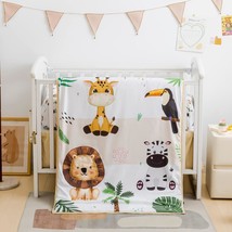 Safari Animal Crib Bedding Set For Baby Boys Girls, 3-Piece Baby Crib Bedding Se - £48.74 GBP