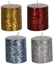 Fall Autumn Metallic Glitter Pillar Candles, 2.75”Hx2.5”D Select: Color - £2.75 GBP