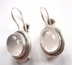 Rose Quartz Oval 925 Sterling Silver Wire Back Earrings Corona Sun Jewelry - £18.03 GBP