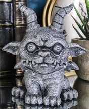 Ebros Gothic Horned Bulldog Gargoyle Agamon Figurine Small Fantasy Decor - £13.36 GBP