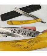 RARE straight edge razor antique &quot;Joseph Elliot&quot; Best Silver Steel eagle... - $1,000.69 MXN