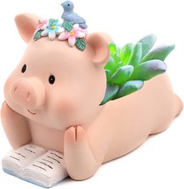 Cute Animal Pig Shaped Resin Succulent Planter Flower Pot, Plant Not Included - £25.56 GBP