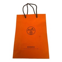 Authentic Hermes Orange Paper Gift Bag Purse Storage With Handles 8.25 X... - $23.36